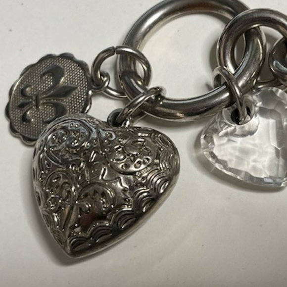 VTG Collectable Puffed Heart Key Ring Chain Charms Claw Clasp - Signed Kathy 6" - Picture 3 of 13